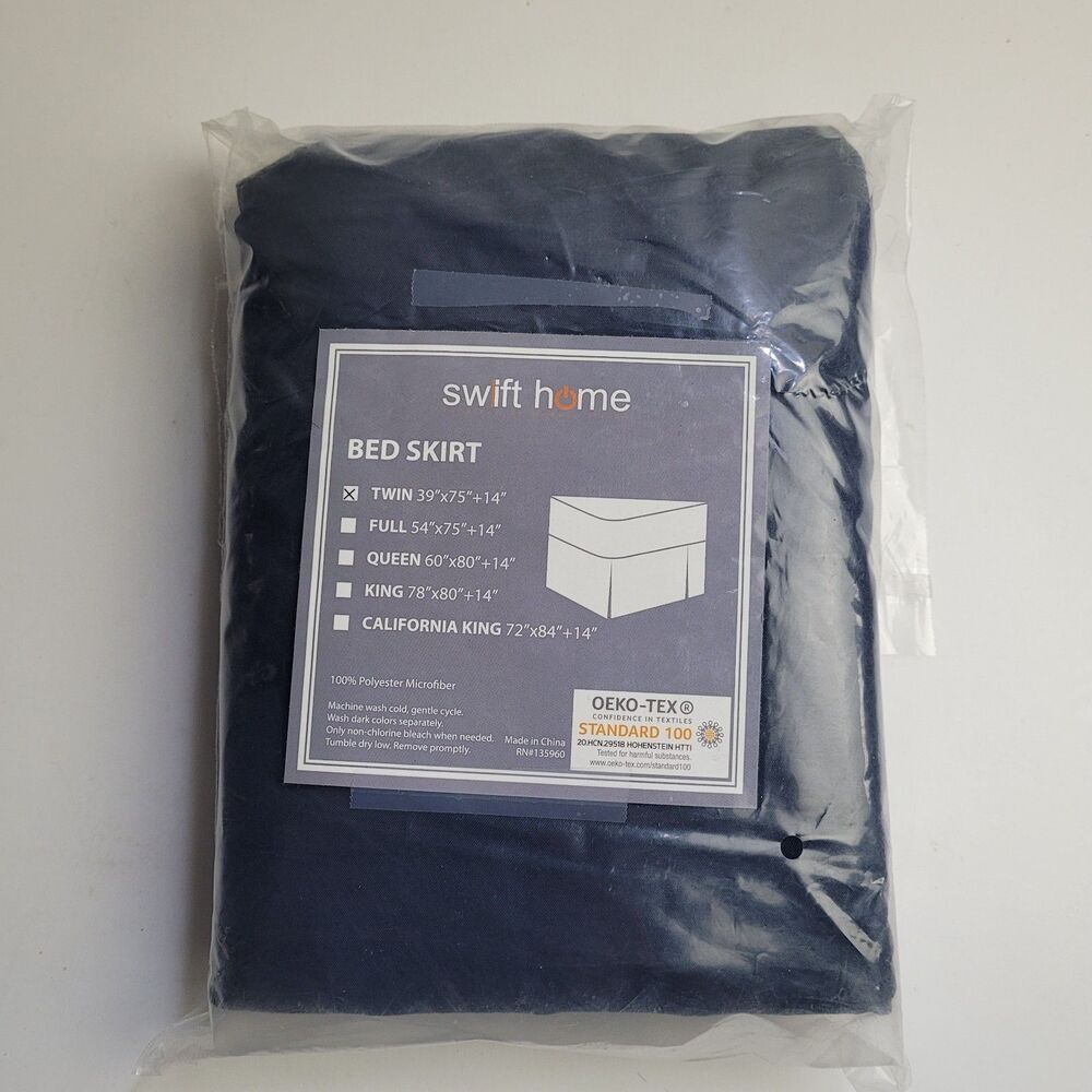 New Twin Size Swift Home Basics Pleated Microfiber 14-inch Drop Bed Skirt 39x75